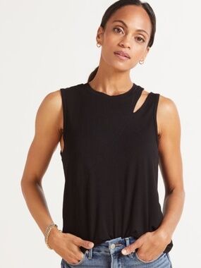 Peyton Jensen Tori Tank Black Size M NWT Evereve Cutout Sleeveless Top